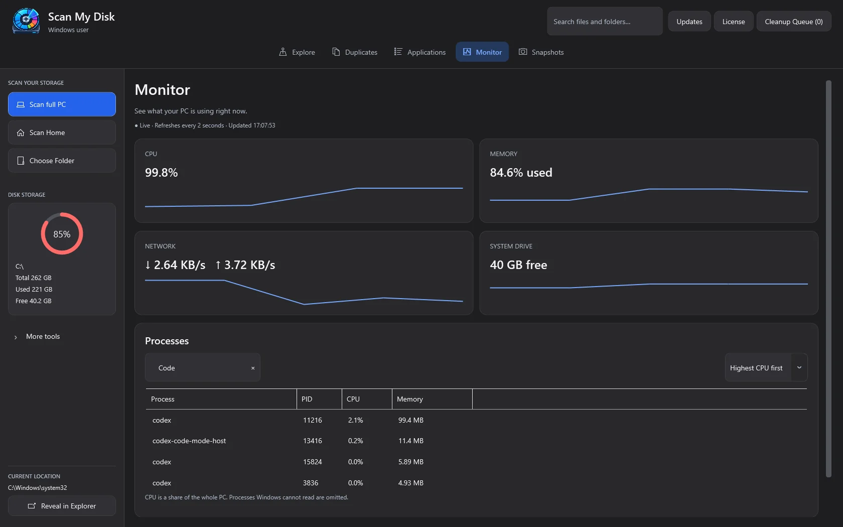 ScanMyDisk Windows disk usage monitor